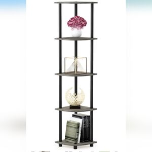 Furinno Turn-N-Tube 5 Tier Corner Display Rack Multipurpose Shelving Unit, 1-Pac